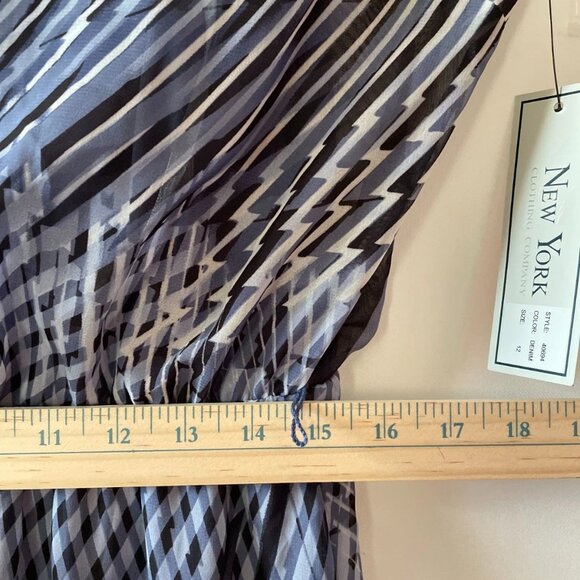 NWT New York Womens Denim Blue Cap Sleeve Striped Fit & Flare Dress Size 12 - Picture 5 of 7